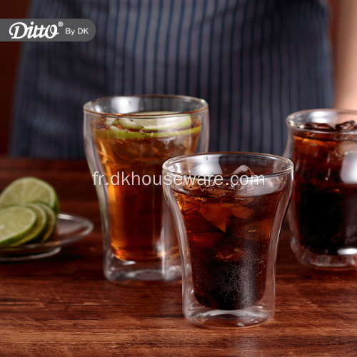 Tasse à jus réutilisable en double verre écologique